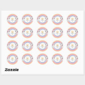 Eenhoorns en regenboog meisje verjaardagsfeest ronde sticker (Vel)