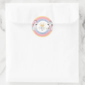 Eenhoorns en regenboog meisje verjaardagsfeest ronde sticker (Tas)