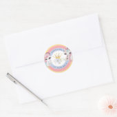 Eenhoorns en regenboog meisje verjaardagsfeest ronde sticker (Envelop)
