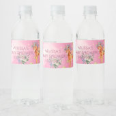 Eenhoorns en vlinders waterverf roze waterfles etiket (Flessen)