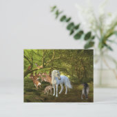 Eenhoorns Forest Defender Deer Wolf Briefkaart (Staand voorkant)