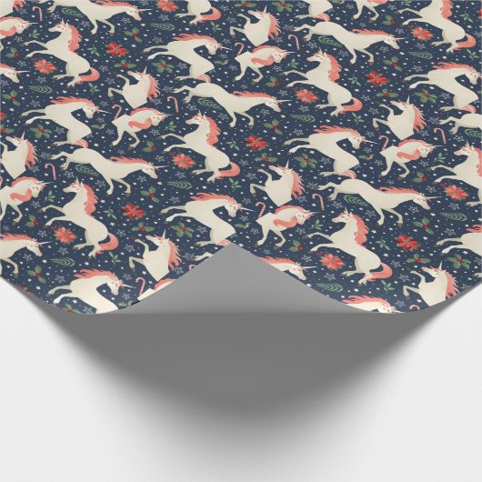 Eenhoorns Kerst: Middeleeuwen Print Cadeaupapier (Hoek)