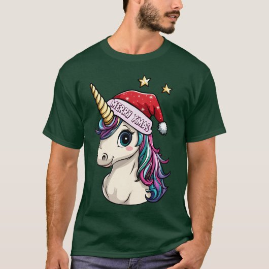 Eenhoorns kerstmeisje t-shirt (Voorkant)