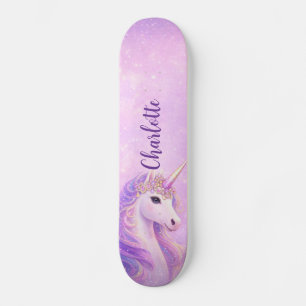 Eenhoorns met regenboog Paars Roze Persoonlijk Skateboard