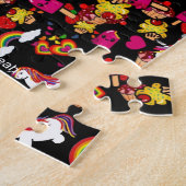 Eenhoorns Regenbogen en Cupcakes Doodles Patroon Legpuzzel (Zijkant)