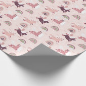 Eenhoorns regenbogen: pastel magische achtergrond. cadeaupapier (Hoek)