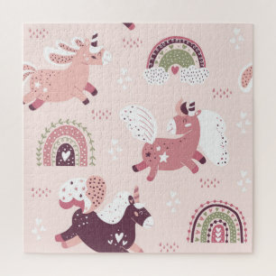 Eenhoorns regenbogen: pastel magische achtergrond. legpuzzel