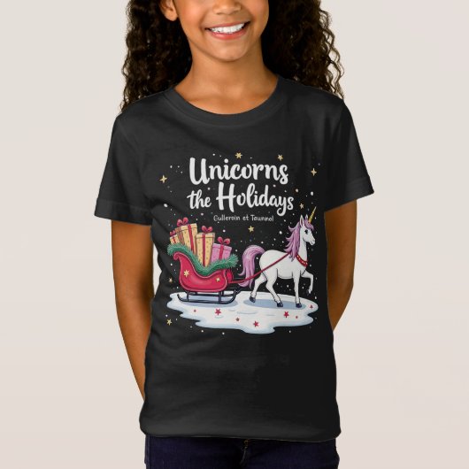 Eenhoorns Sleigh de Feestdagen Shirt (Voorkant)