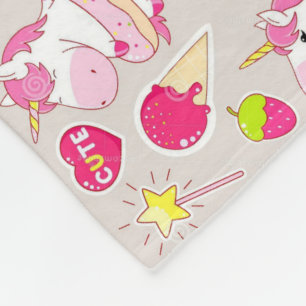 "Eenhoorns zijn Echte" Donuts Ijs Cactus Kawai Fleece Deken