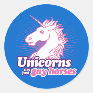 EENHOORNS ZIJN EENVOUDIG HOMOPAARDEN RONDE STICKER