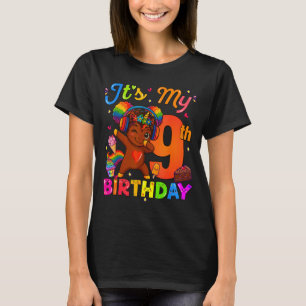 Eenhoring Afro 9e verjaardag meisje natuurlijk haa T-shirt