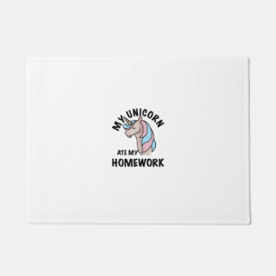 Eenhoring At Mijn Huiswerk T Shirt Meisje Vrouwen Deurmat