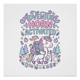 Eenhoring Avontuur Hoorn Geactiveerd Mooie Pastel Perfect Poster