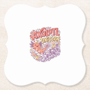 Eenhoring Axolotl Eenhoring Spat Fantasievolle Wit Kartonnen Onderzetters
