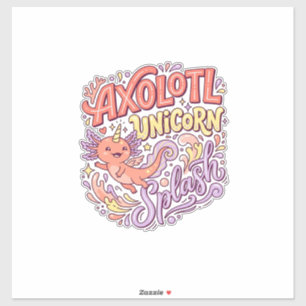 Eenhoring Axolotl Eenhoring Spat Fantasievolle Wit Sticker