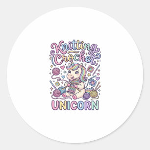 Eenhoring Breien Haak Eenhoring Betoverende Witte  Ronde Sticker