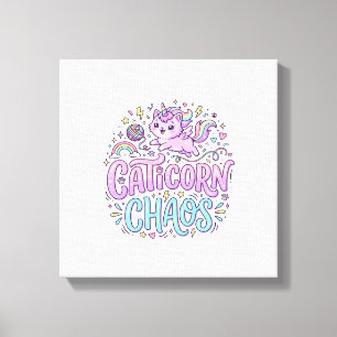 Eenhoring Caticorn Chaos Mooie Pastel Product Graf Canvas Afdruk