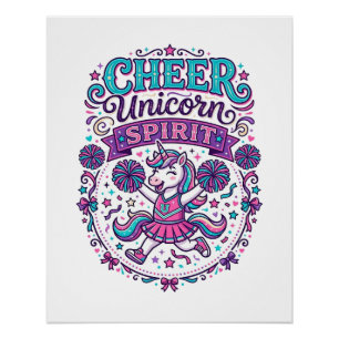 Eenhoring Cheer Eenhoring Geest Kleurrijk POD Kuns Perfect Poster