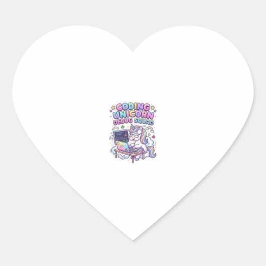 Eenhoring Codeer Eenhoring Debug Team Charmerende Hart Sticker (Voorkant)