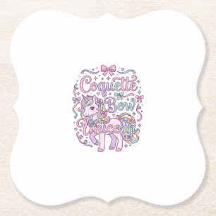 Eenhoring Coquette Strik Eenhoring Schattig Pastel Kartonnen Onderzetters