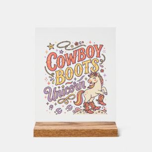 Eenhoring Cowboylaarzen Eenhoring Whimsical Zazzle Acryl Bord