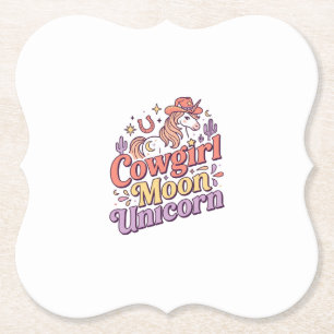 Eenhoring Cowgirl Maan Eenhoring Whimsical Merch O Kartonnen Onderzetters