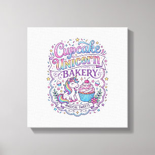 Eenhoring Cupcake Eenhoring Bakkerij Witte Achterg Canvas Afdruk