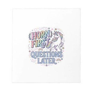 Eenhoring Eerst Vragen Later Schattige Sticker Notitieblok