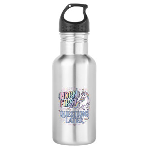Eenhoring Eerst Vragen Later Schattige Sticker Waterfles