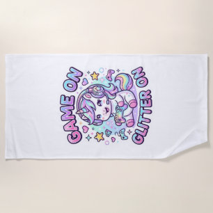 Eenhoring Game Aan Glitter Aan Grafisch ontwerp Me Strandlaken