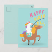 Eenhoring Gelukkige Verjaardag Briefkaart (Voorkant / Achterkant)