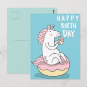 Eenhoring Gelukkige Verjaardag Briefkaart (Voorkant / Achterkant)