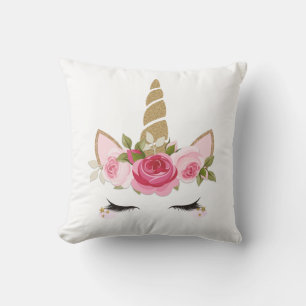 Eenhoring Gouden Bloem Cute Trendy Worp Kussen