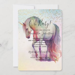 Eenhoring Gouden Confetti Glitter Baby Shower Kaart