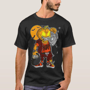 Eenhoring Heks Halloween Zwarte Kat Oranje Maan Dr T-shirt