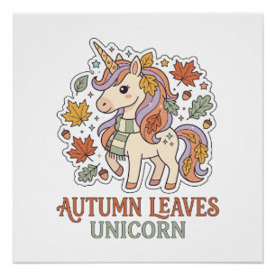 Eenhoring Herfstbladeren Eenhoring Grafisch ontwer Perfect Poster