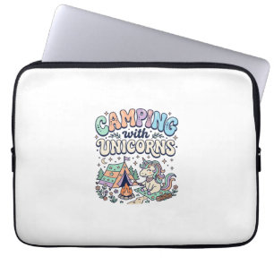 Eenhoring Kamperen met Eenhoring Kawaii Sticker en Laptop Sleeve