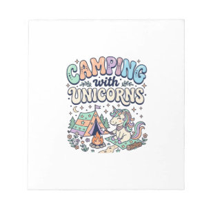 Eenhoring Kamperen met Eenhoring Kawaii Sticker en Notitieblok