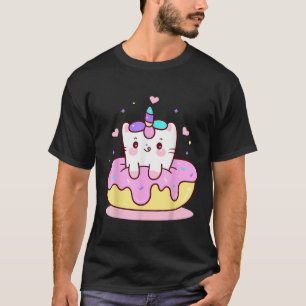Eenhoring Kitty Kat Kitten op Donut Meisje Jongen T-shirt