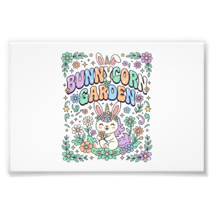 Eenhoring Konijnentuin Kawaii Typografie Ontwerp_ Foto Afdruk