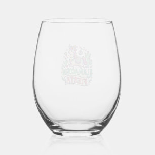 Eenhoring Llamacorn Fiesta Premium Vector POD Kuns Wijnglas Zonder Voet