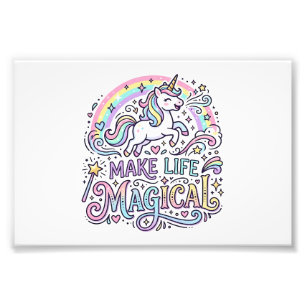 Eenhoring Maakt Leven Magisch Premium Vector Typog Foto Afdruk