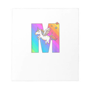 Eenhoring Monogram Letter M Initiaal Schattige Mei Notitieblok