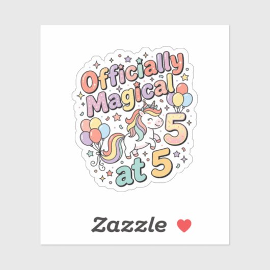 Eenhoring Officieel Magisch op 5 Whimsical Witte B Sticker (Vel)