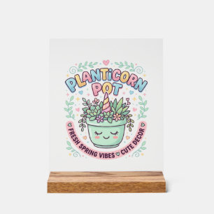Eenhoring Planticorn Pot Grafisch Ontwerp Grafisch Acryl Bord