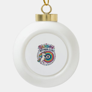 Eenhoring Regenboog Platenclub Witte Achtergrond S Keramische Bal Ornament