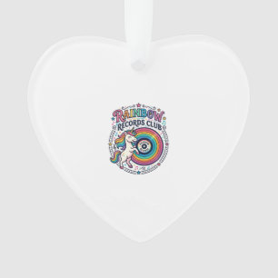 Eenhoring Regenboog Platenclub Witte Achtergrond S Ornament