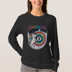 Eenhoring Regenboog Platenclub Witte Achtergrond S T-shirt