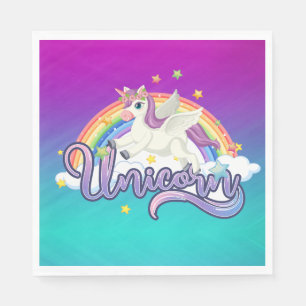 Eenhoring Regenboog Verjaardag Magisch Whimsical Servet