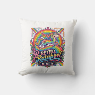Eenhoring Retro Regenboog Ruiter Kussen